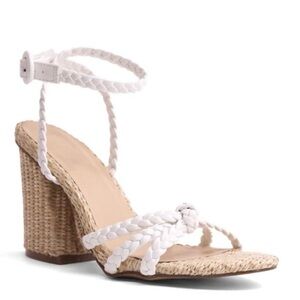 ShuShop White and Tan Braided Espadrille Heels
